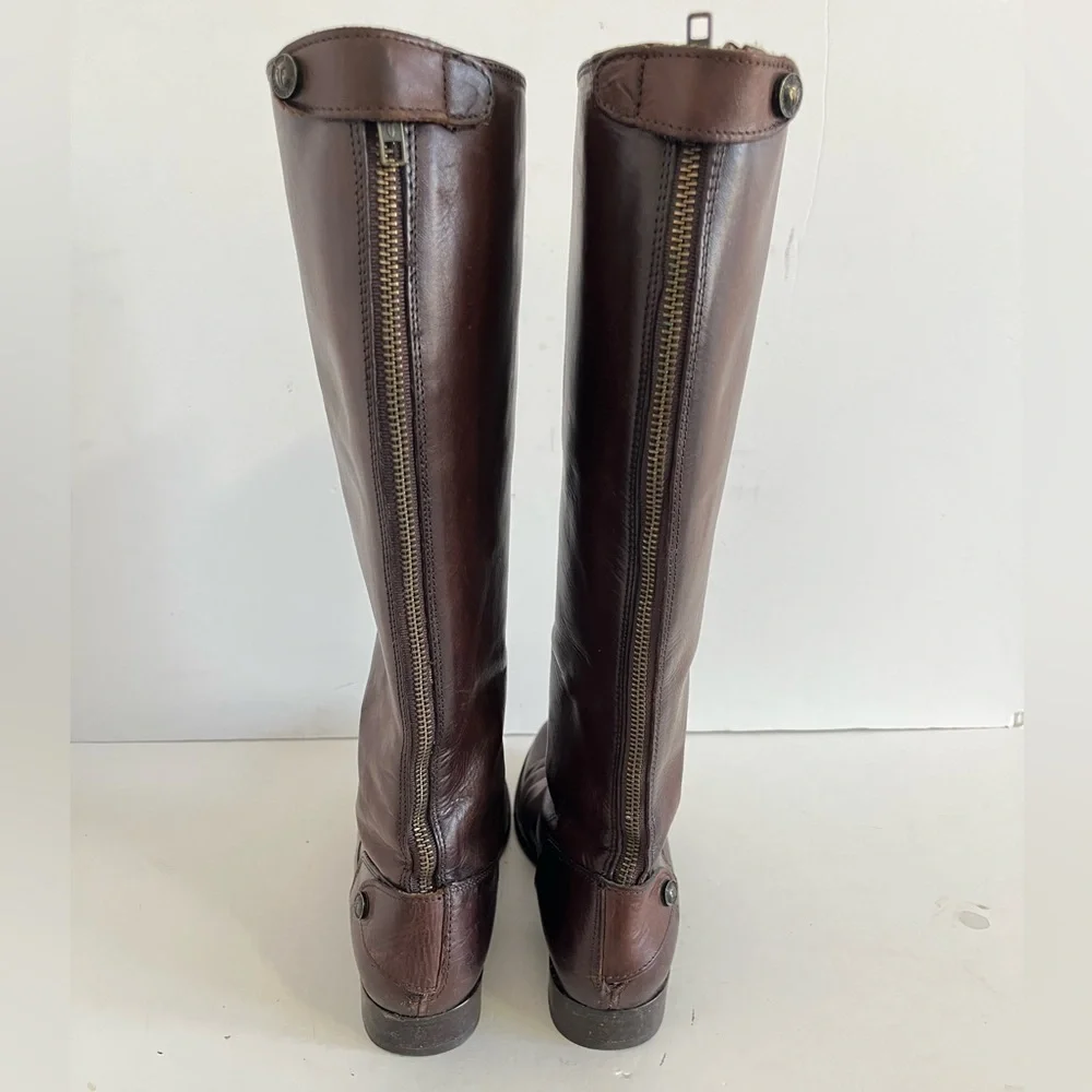 Frye Melissa Brown Leather Tall Riding Boots Size 7B